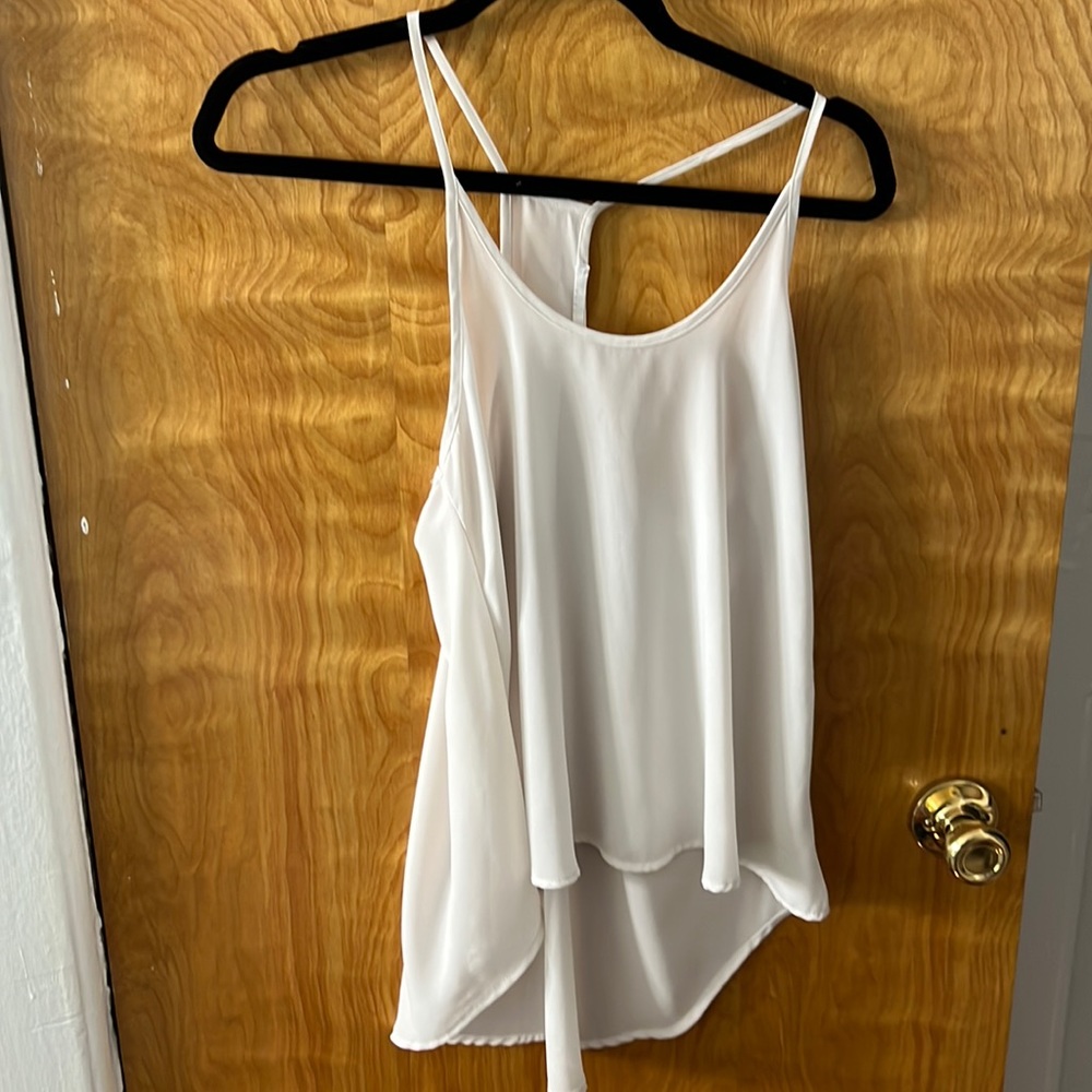 White lightweight chiffon tank